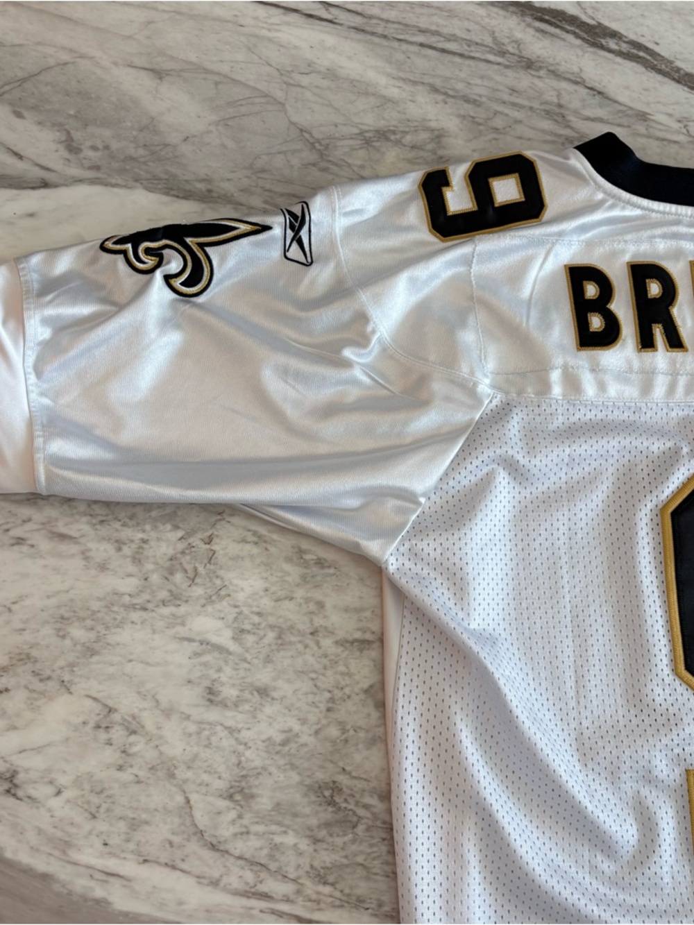 Reebok White Black and Gold #9 Football Jersey - Picture 9 of 10